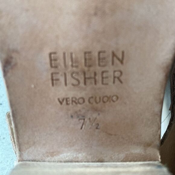 Eileen Fisher Glance Sand Leather Slingback Sandals Block Heel Women’s Size 7.5M - Picture 11 of 12